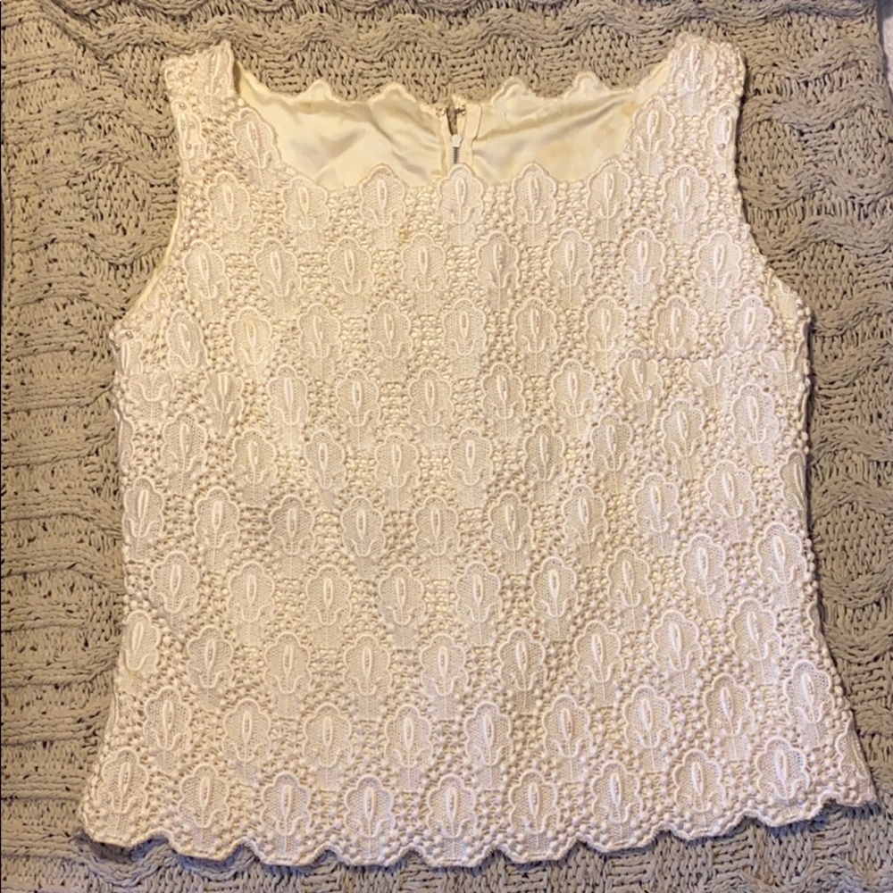 Ladies 1960’s Couture Lace and Beaded Zip-up Top